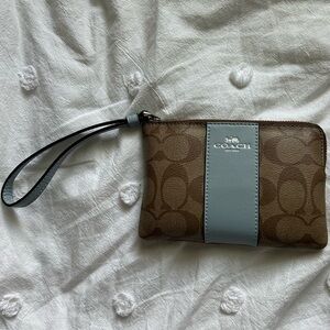 Coach Corner Zip Wristlet In Signature Canvas